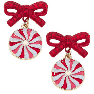 Pave Peppermint Bow Earrings