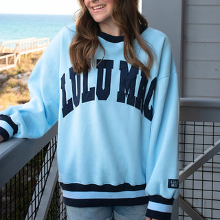Lulu Mac Social Society Sweatshirt – Light Blue Navy Stitch