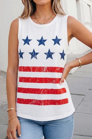USA Flag Stars & Stripes Print Tank Top