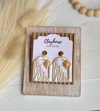 Handmade Nativity Scene Holiday Polymer Clay Earrings