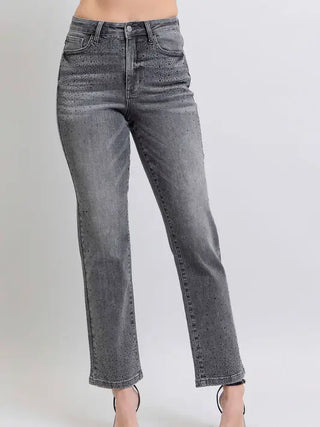 Gray Rhinestone Straight Judy Blue
