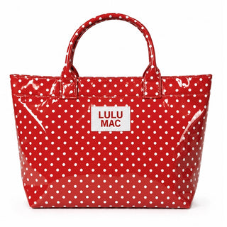 Lulu Mac Red & White Polka Dot Vinyl Tote Bag – 17x12"