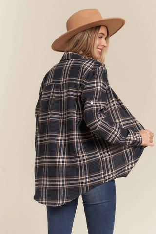 Button Down Plaid Shirt- Blue