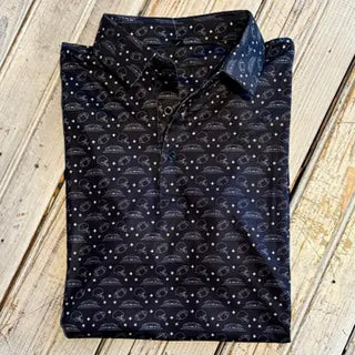 Men's Hand Drawn Icons Polo Black & Gold