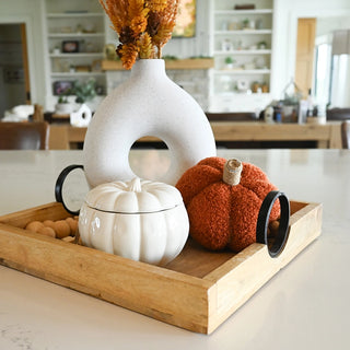 Fall Le Ceramic Pumpkin 16 oz: Rake, Pile, Leap!