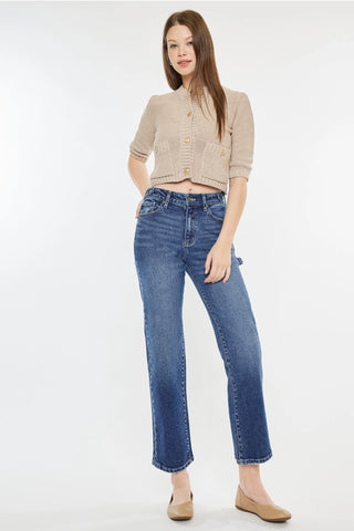 High Rise True STRAIGHT- Med Wash