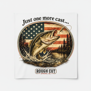 Just One More Cast graphic tee by Rough Cut Apparel Co. on white background