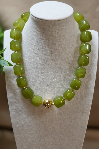 Sage Chunky Beaded Necklace