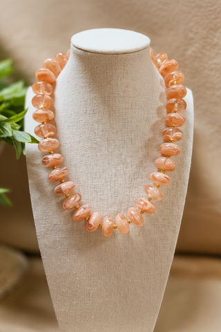 Chunky Beaded Necklace- Light Pink
