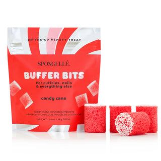 Spongellé Candy Cane Buffer Bits - packaging and product on white background