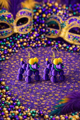 Mardi Gras Bead Dog Earrings